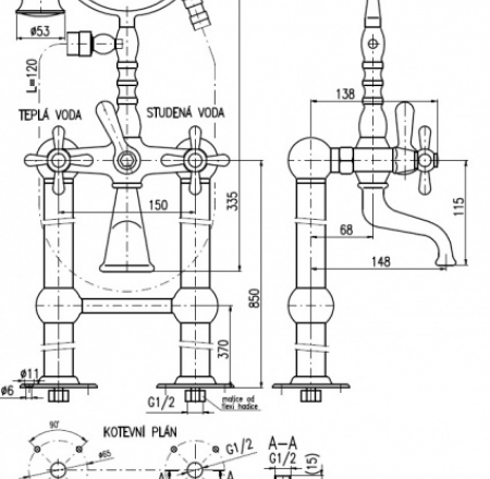 RAV MORAVA vannas maisītaji uz kājām MK150.5