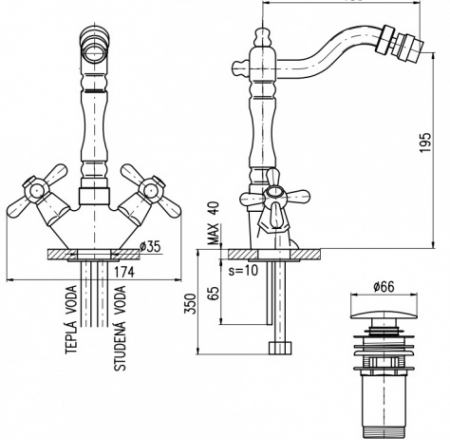 RAV MORAVA bidē maisītāji bronza MK121.5/9SM