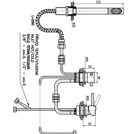 RAV SEINA dušas maisītāji 3-ceļu pārslēdzējs ar termostatu, hroms, SE975.5P