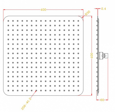 RAV dušas galvas 40*40cm kantaina