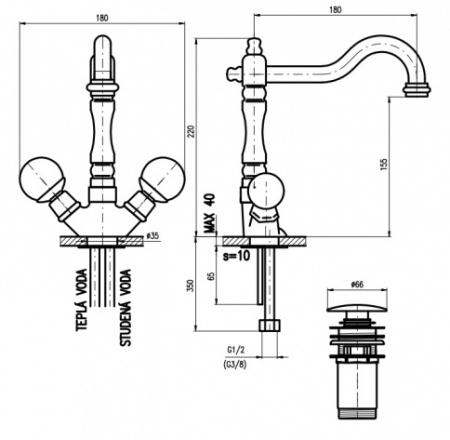 RAV SWAROVSKI izlietnes maisītaji ar Swarovski BRILLIANCE121.5Z, zelta