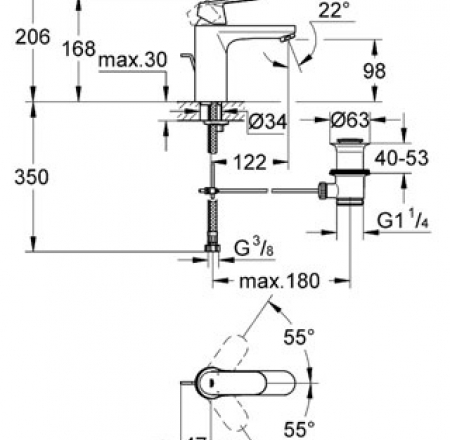 GROHE izlietnes maisītāji Eurosmart Cosmo pusaugstais, hroms