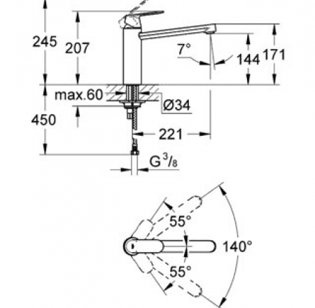 GROHE virtuves maisītāji Eurosmart Cosmo virtuves, hroms