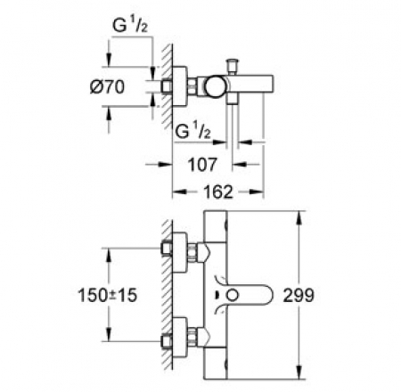 GROHE dušas maisītaji, Termostats Grohtherm 1000 Cosmo