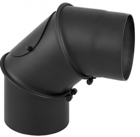 Melnā tērauda skursteņa līkumi ar tīrīšanas lūkas 90º d160