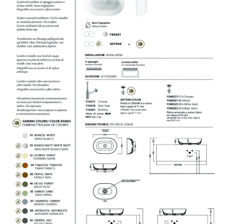 Izlietne HAPPY HOUR 12:00S, 57x38x15cm, balta matēta