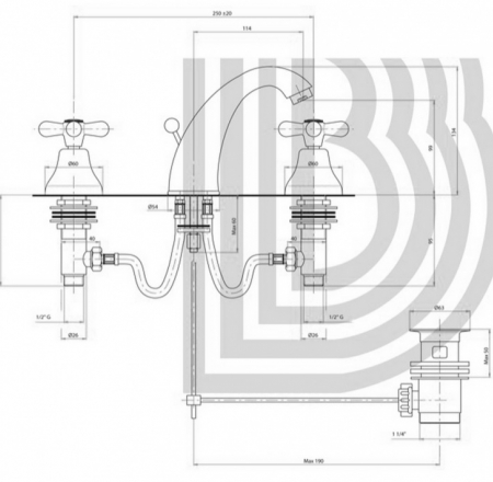 BIANCHI izlietnes maisītāji OLD FASION ar vārstu 1 1/4`, hromēts