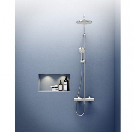 ORAS NOVA  dušas kolonna ar termostatu, lietus dušu un rokas dušu, hroms