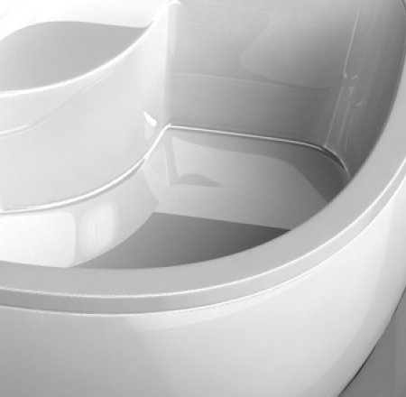 Akmens masas paliktnis RD-90*90x51cm pusap.balts ar paneli BEZ sifona