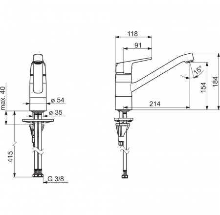 Virtuves jaucējkrāns VEGA ECO hroms