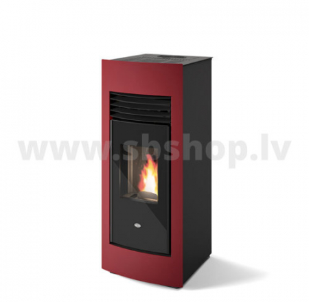 Granulu kamīns ar 2 gaisa izvadiem Eva Calor LETIZIA CANAL 15kW sarkans