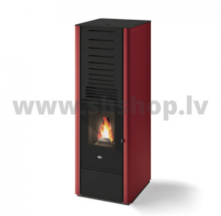 Granulu kamīns ar gaisa apsildi Eva Calor KAREN 9,5 kW sarkans