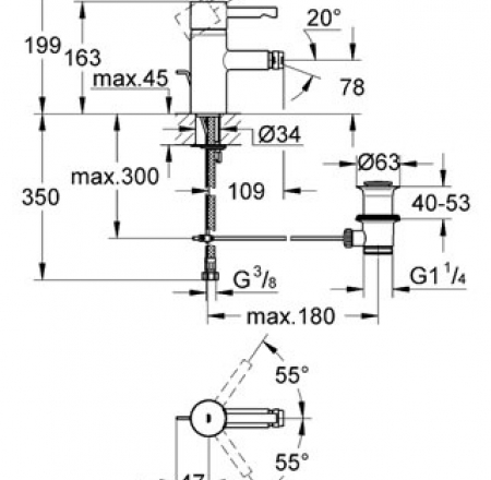 GROHE bide maisītāji Essence ar pārplūdes garnitūru