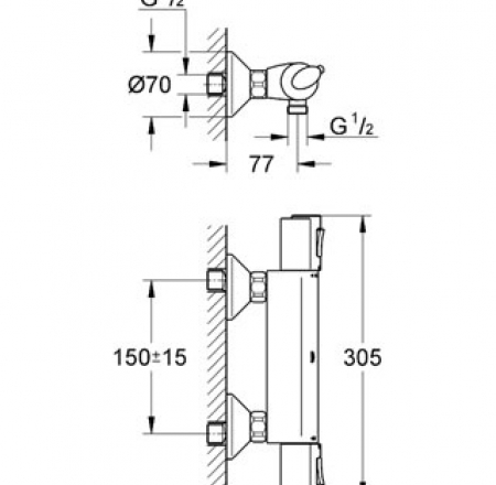 GROHE dušas maisītaji,Termostats Grohtherm 1000