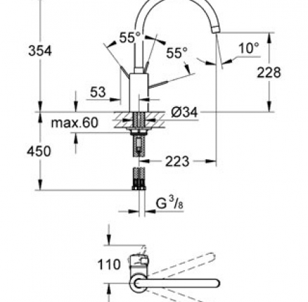 GROHE virtuves maisītāji Eurosmart Cosmo virtuves izl.(hroms)