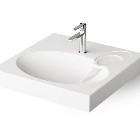 Izlietne virs veļas mašīnas CLARO balta ar ziepju trauku un stiprinājumiem. Akmens masa