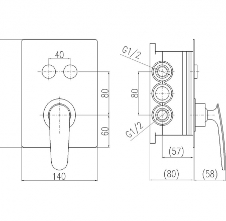 Maisītājs dušai TIGRIS iebūvējams sienā ar diviem režīmiem, hromēts