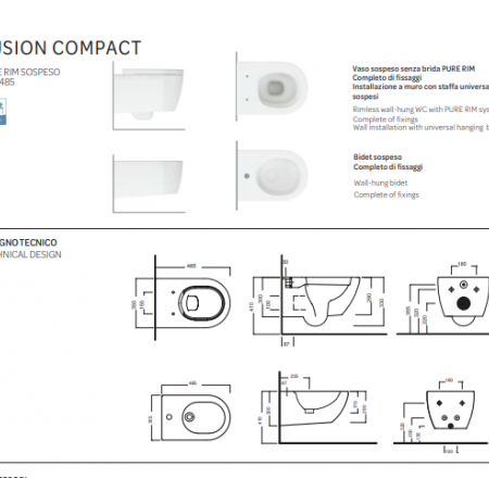 HATRIA FUSION COMPACT 485mm bidē piekarams