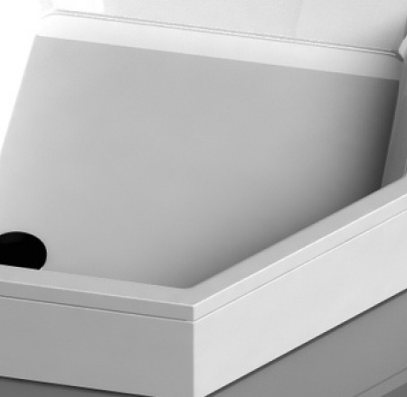 Akmens masas paliktnis F-90 90x90x26cm piecstūris, balts ar kājām un paneli