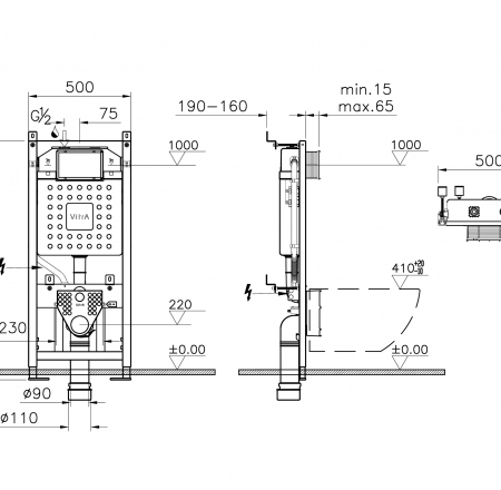 WC rāmis VITRA V-FIX PRIME 3/6L ar stiprinājumiem