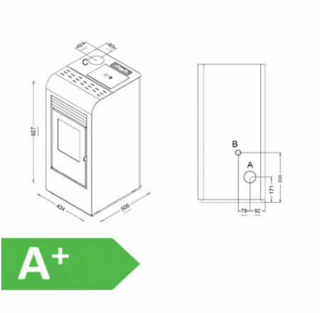 Granulu kamīns Eva Calor GIADA 9,5kW sarkans
