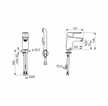 ORAS SAGA izlietnes maisītājs ar bidetta rokas dušu, hroms