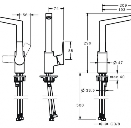 ORAS TWISTA virtuves jaucējkrāns melns matēts