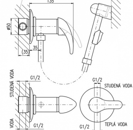 RAV DUNAJ bidē maisītāji, iebūvējams D447Z, zelta