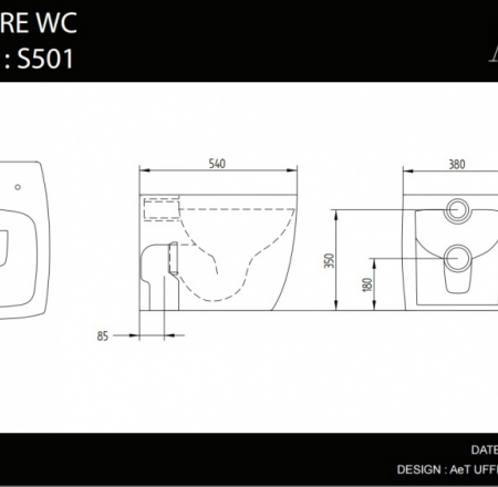 WC Pods SQUARE melns matēts 105+SC vāks 105