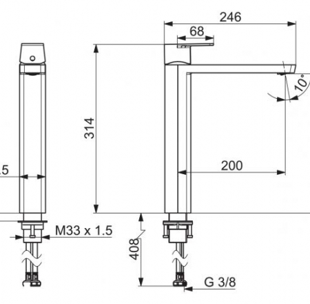 ORAS Stela izlietnes maisītājs bez noplūdes, augstais, hroms