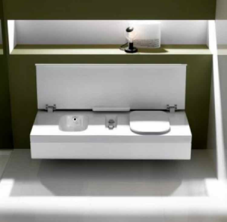 HATRIA G-FULL Pods labās puses WC+bidē komplekts ar baltu SC vāku 120x50cm, piekarināms pie sienas, balts