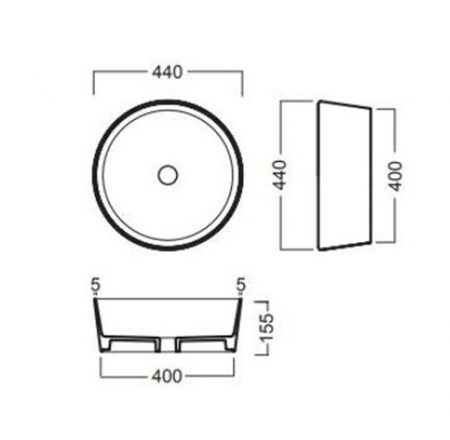 Izlietne HAPPY HOUR 7:00S, D44x15cm, melna matēta