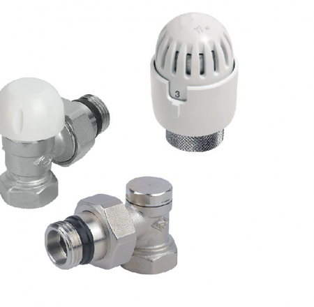 Radiatora Termoventilis 90 grādos, komplekts 1/2x1/2'' CARLO POLETTI ar baltu termogalvu