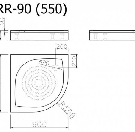 Akmens masas paliktnis RR-90*90 (550) ar paneli un sifonu