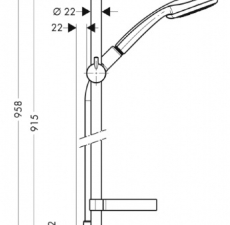 HANSGROH maisītāji CROMA100 Multi/Unica dušas kompl.komplekts