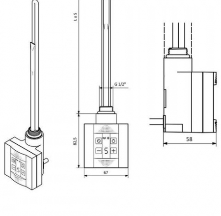 TERMA dvieļu žāvētāja regulators KTX-4 bez sildelementa, sudraba ar vadu
