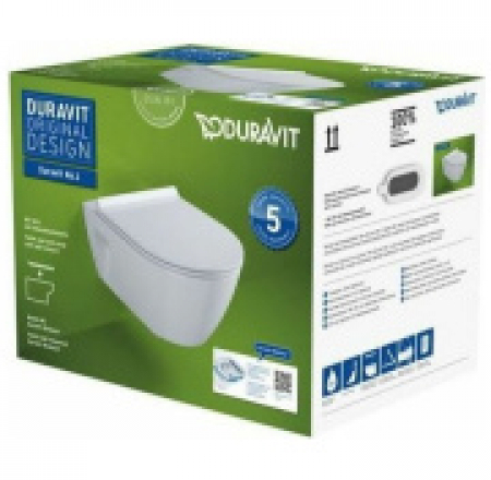 WC Duravit No.1 Rimless piekaramais ar soft close vāku, balts