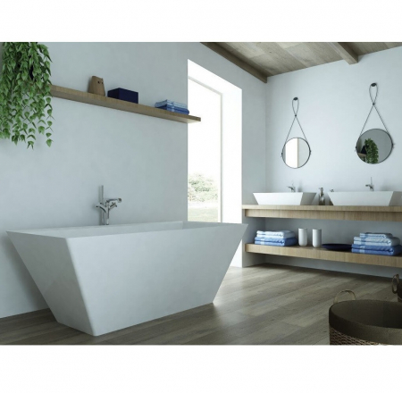 Brīvstāvoša Vanna ERUNNA 1752x805x605mm balta ar noplūdes sifonu. Akmens masa.