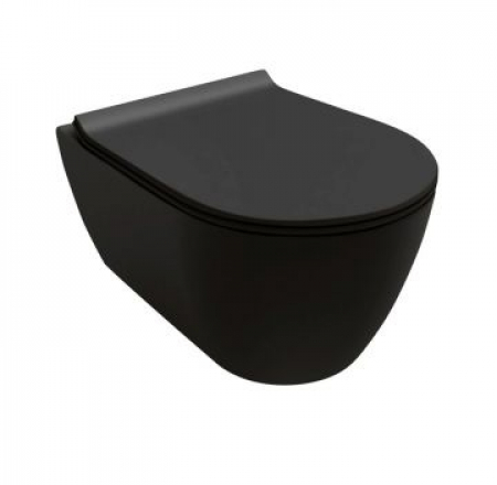 HATRIA FUSION pods piearināms Rimless ar soft close vāku, melns matēts