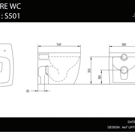WC Pods SQUARE balts/zelts ar SC vāku bez skalojamās kastes