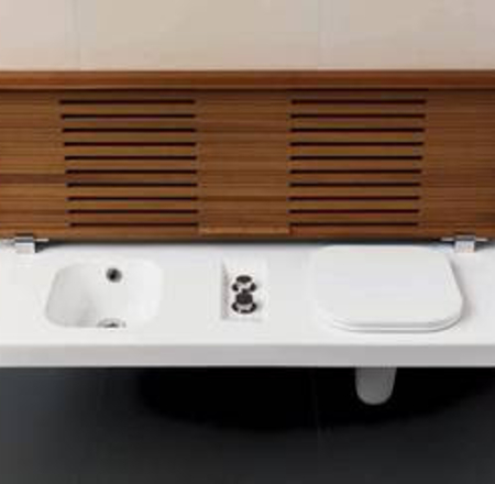 HATRIA G-FULL Pods labās puses WC+bidē komplekts ar baltu SC vāku 120x50cm, piekarināms pie sienas, balts
ar koka vāku