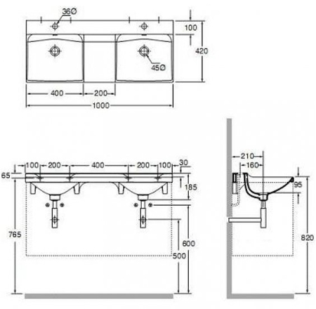 Izlietne KERASAN BUDDY 100x42 dubultā balta