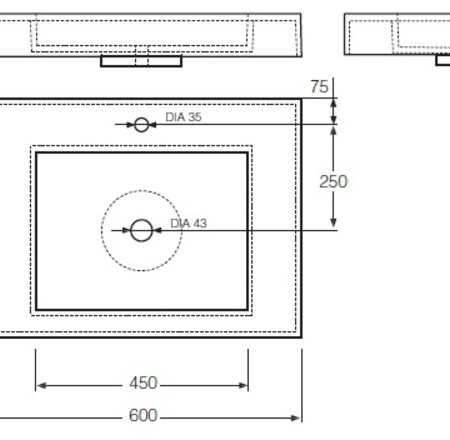 Izlietne F-600 600x450 balta