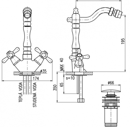RAV MORAVA bidē maisītāji bronza MK121.5/9SM