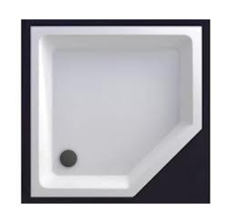 Akmens masas paliktnis F-90 90x90x26cm piecstūris, balts ar kājām un paneli