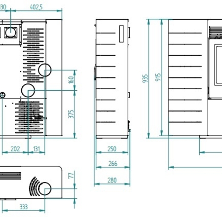 Centrometal granulu kamīns CentroPelet ZS10 C sarkans, 2,92-9,01kW, ar gaisa apkuri