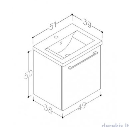 Mēbele ar izlietni SCANDIC 51x39cm ar durtiņām glossy white