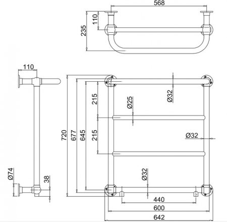 BURLINGTON dvieļu žāvētāji Cleaver 24*64*72, hromēts